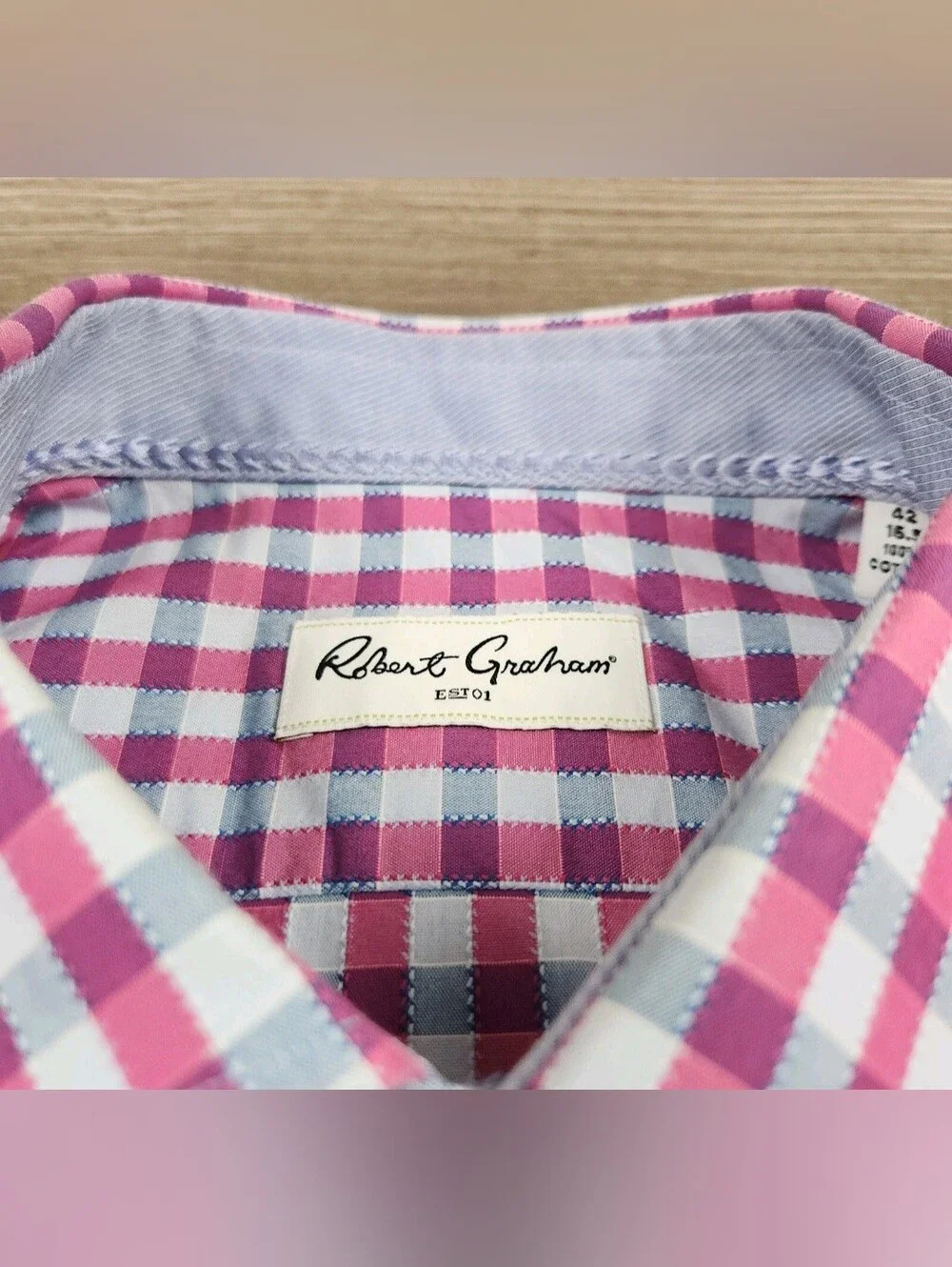 Robert Graham Dress Shirt Mens 16.5 Multicolor Long Sleeve Button Up Check